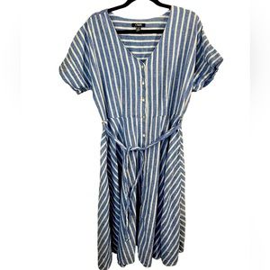 Chaps Striped Chambray Dress XL
